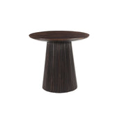 Ronde salontafel Salvator van Livingfurn in donker mangohout Walnut met geribbelde poot