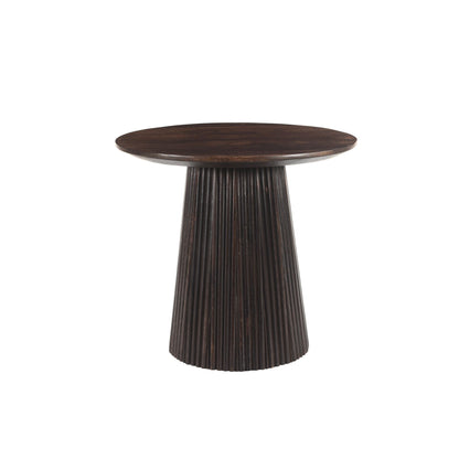 Ronde salontafel Salvator van Livingfurn in donker mangohout Walnut met geribbelde poot