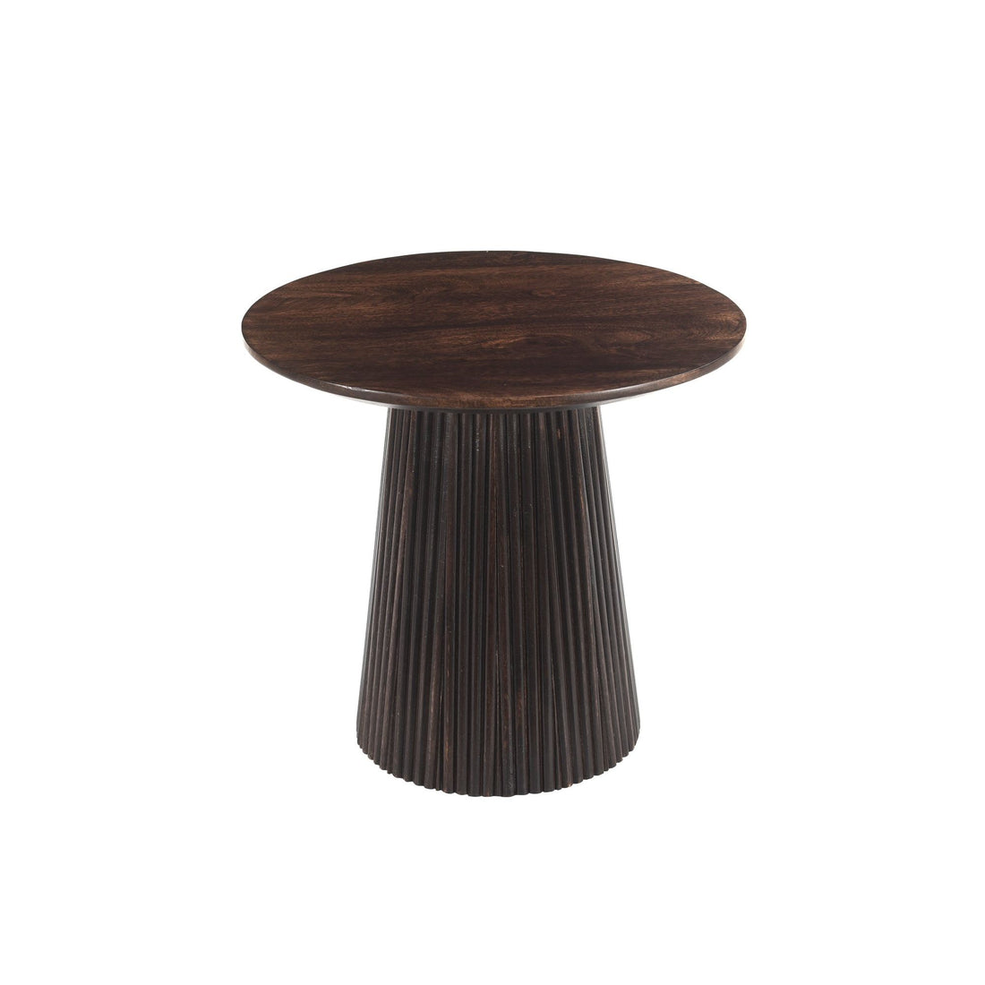 Salvator salontafel Walnut schuin van boven gezien met rond blad