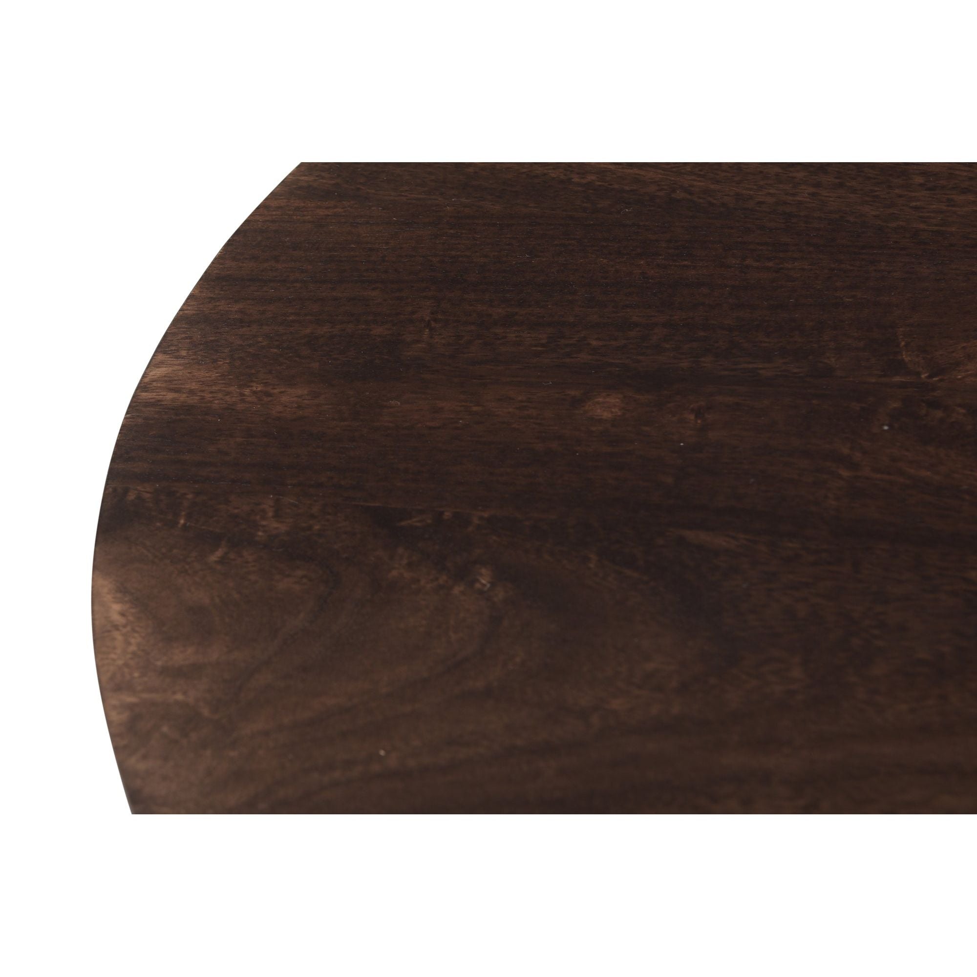 Detail van de nerf en de afgeronde rand van het Walnut mangohouten blad