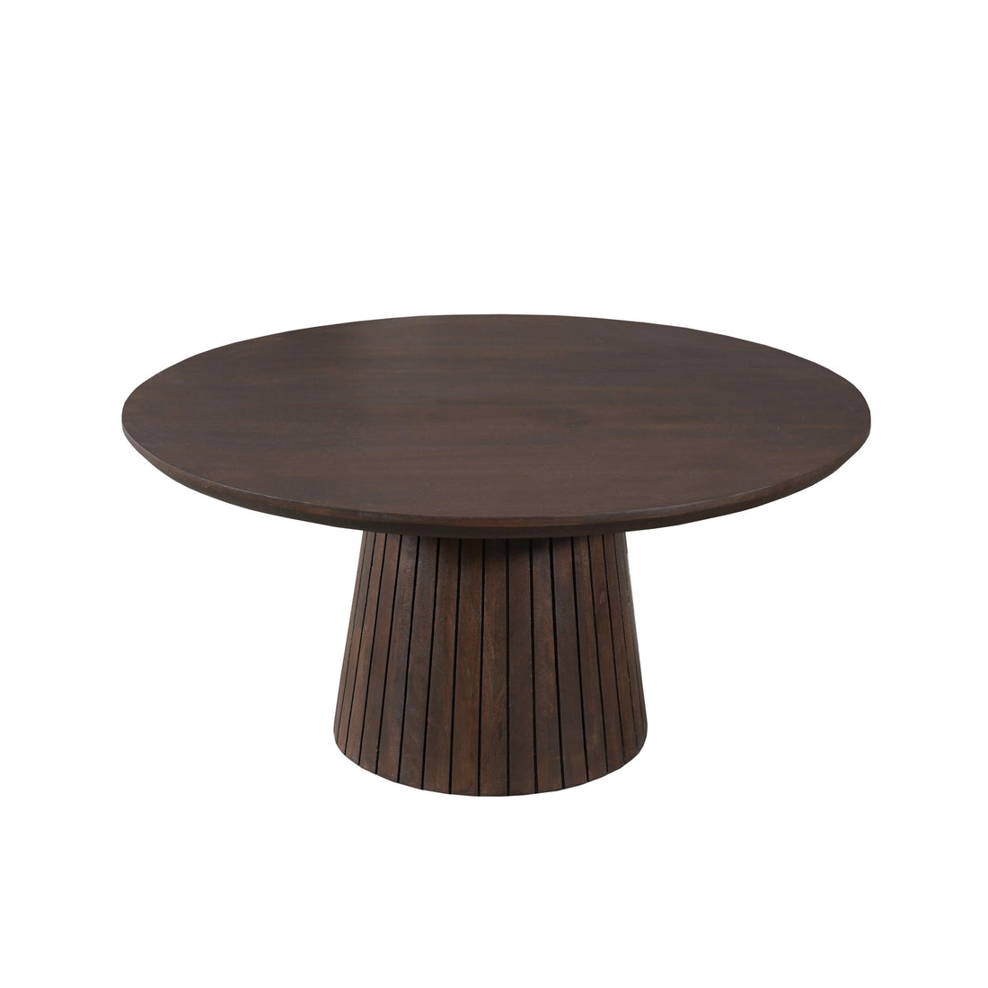 Lage Solana salontafel van 80 cm schuin van boven met warme bruine houtnerf