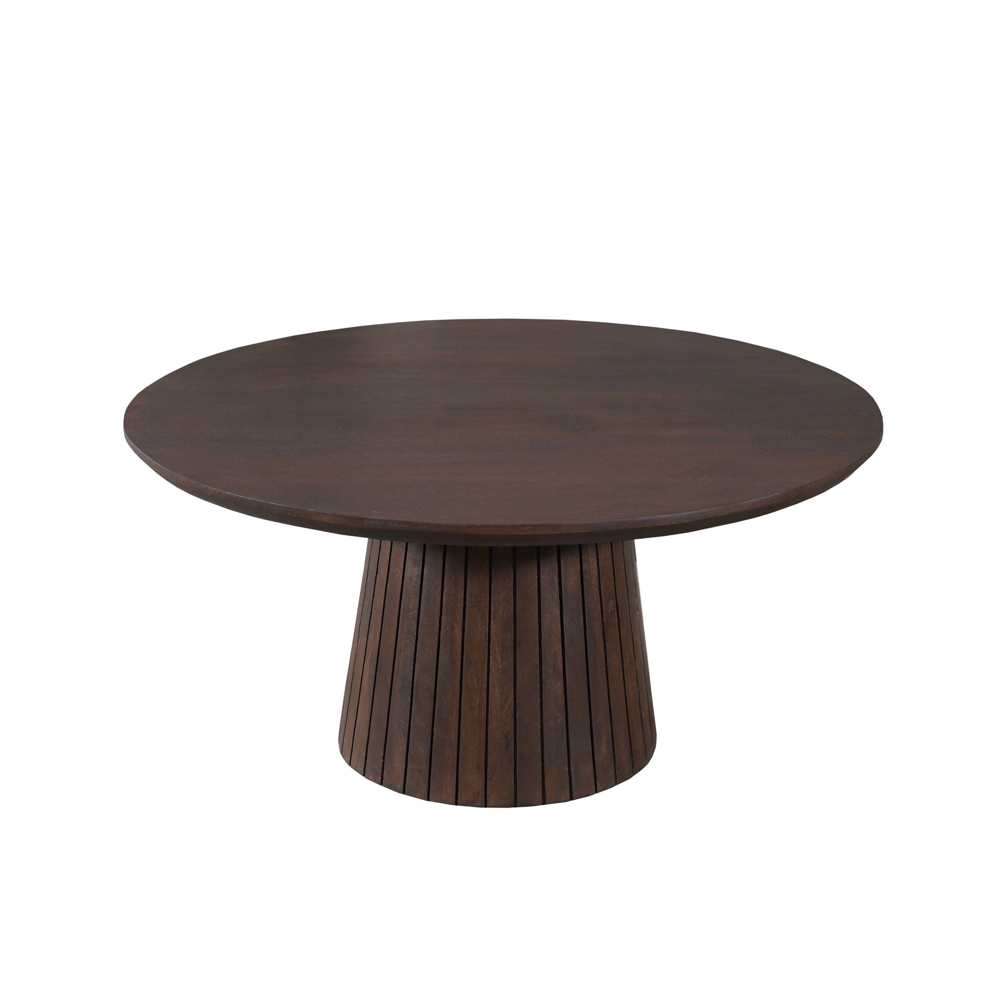 Lage Solana salontafel van 80 cm schuin van boven met warme bruine houtnerf