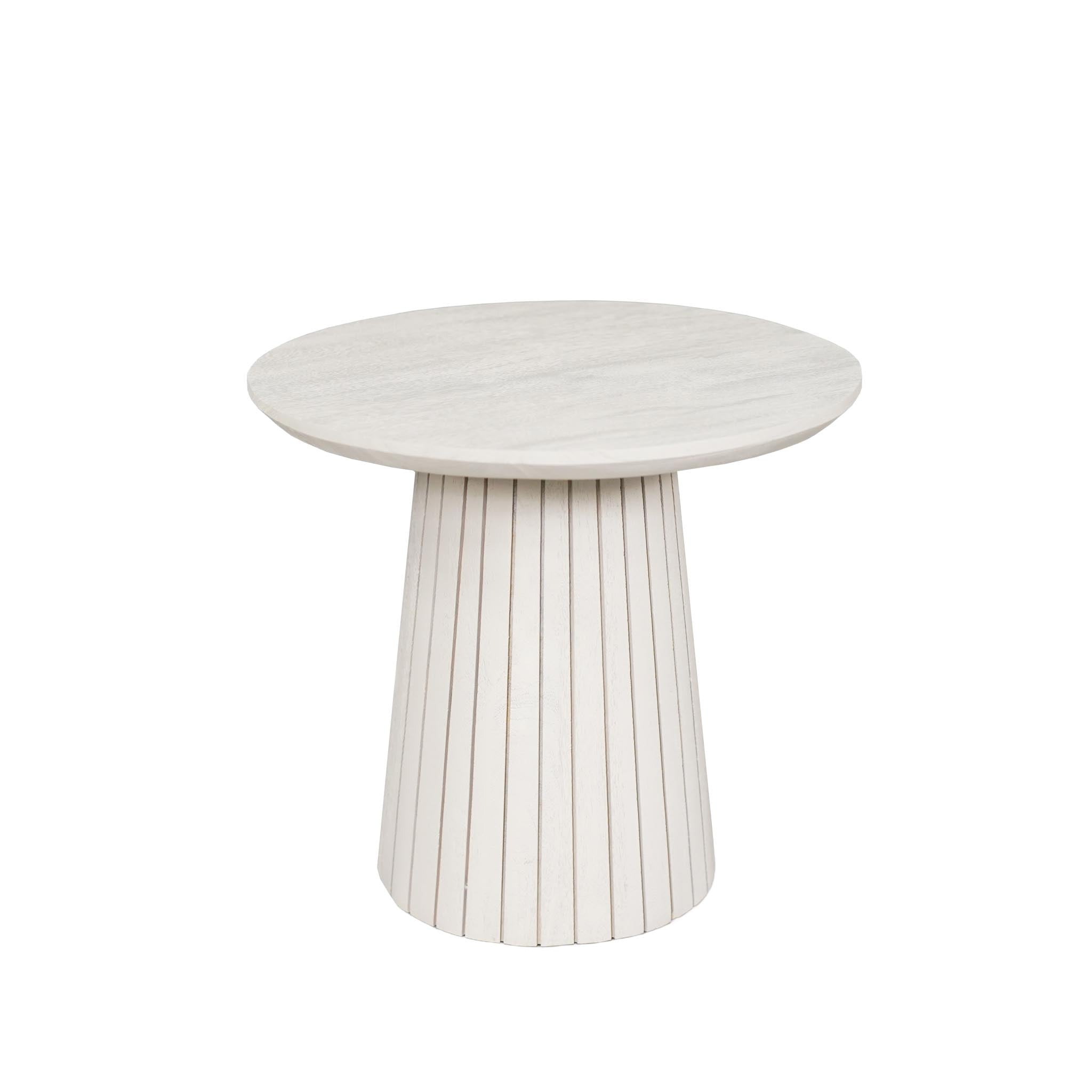 Ronde salontafel Solana van Starfurn in zandkleurig mangohout met een diameter van 50 cm