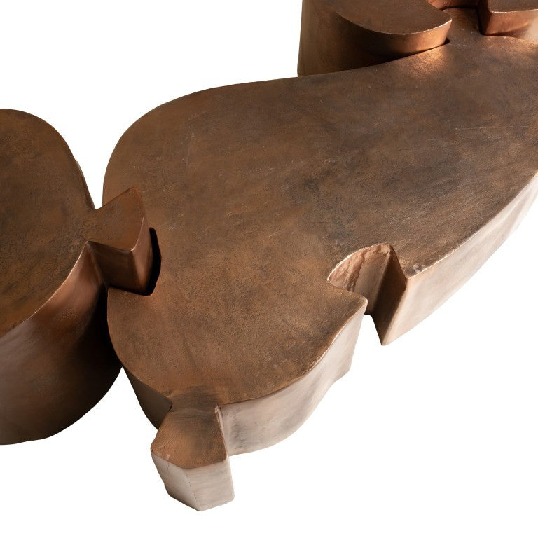 Salontafel Solv Aluminium Brons van Pomax, extra aanzicht van de tafel in brons aluminium
