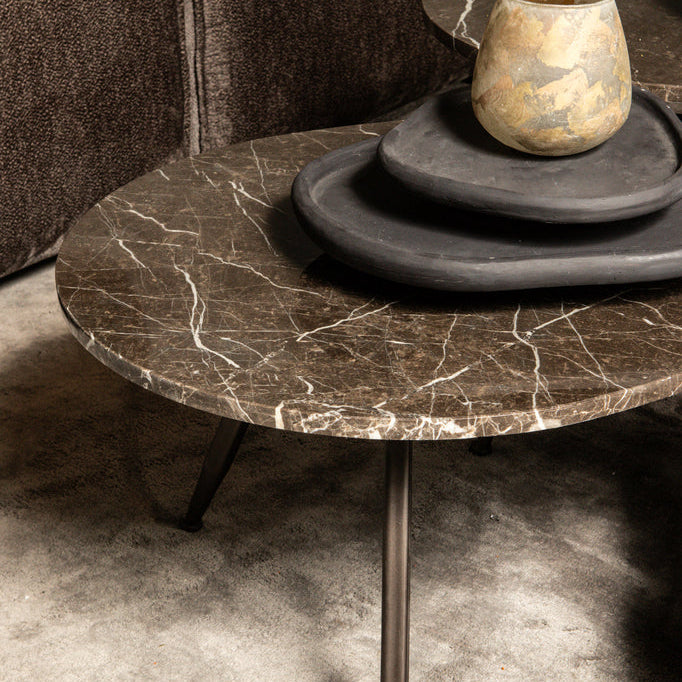 Salontafel Veria Bruin Marmer Set van 2 PTMD - Salontafel - PTMD - livinglovely.nl