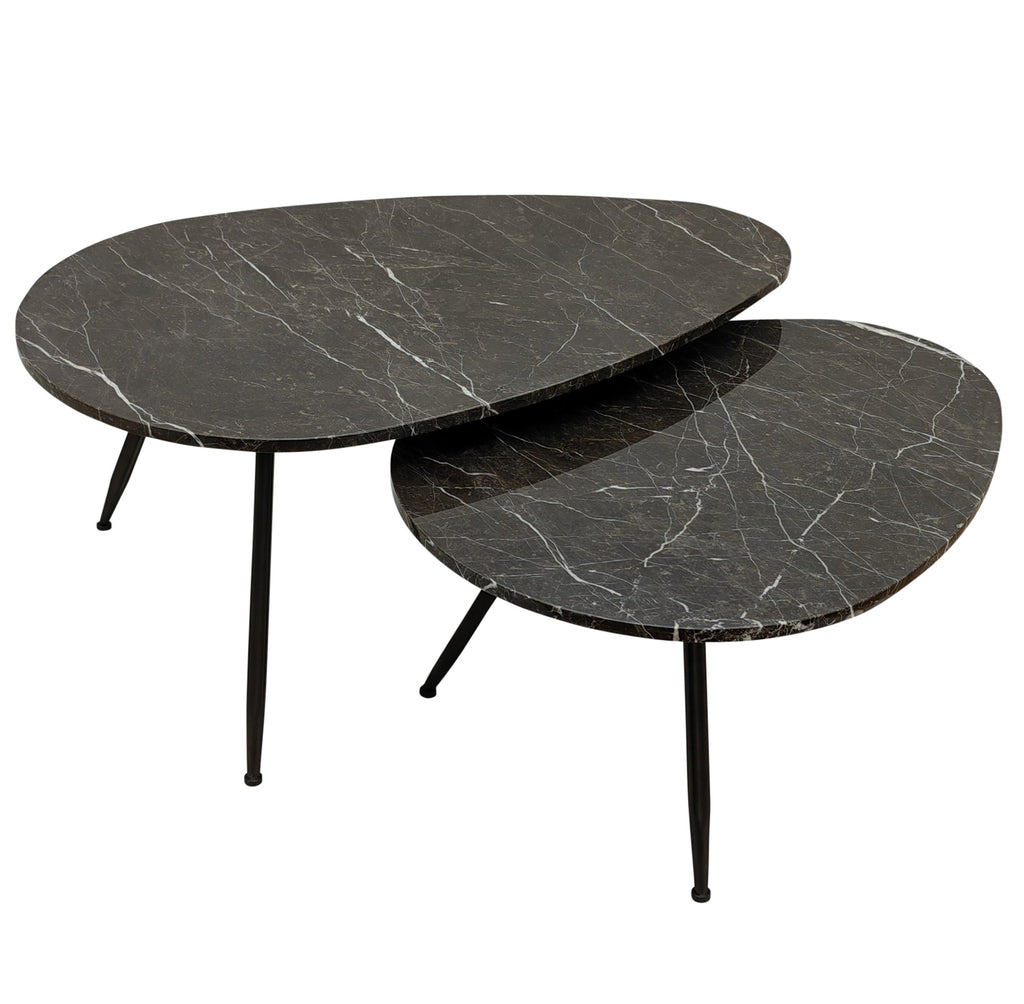 Salontafel Veria Bruin Marmer Set van 2 PTMD - Salontafel - PTMD - livinglovely.nl