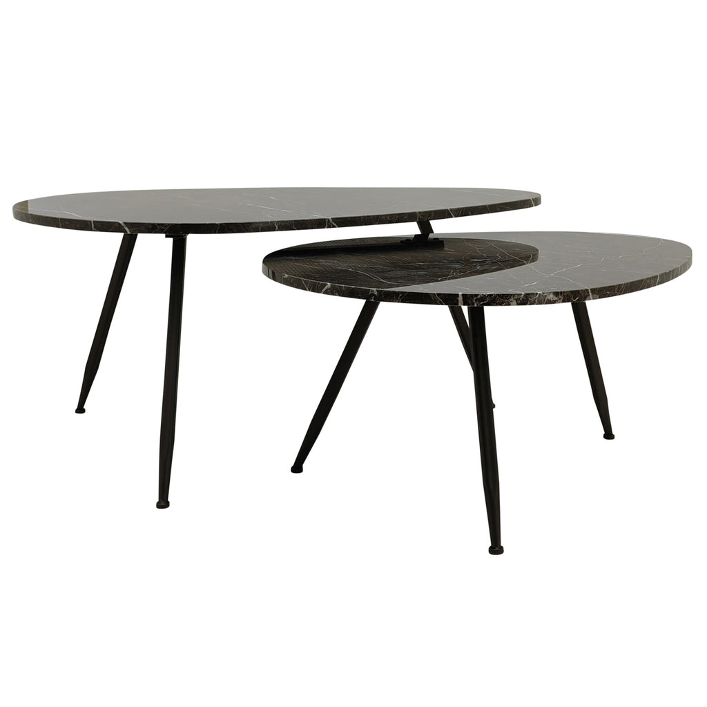 Salontafel Veria Bruin Marmer Set van 2 PTMD - Salontafel - PTMD - livinglovely.nl