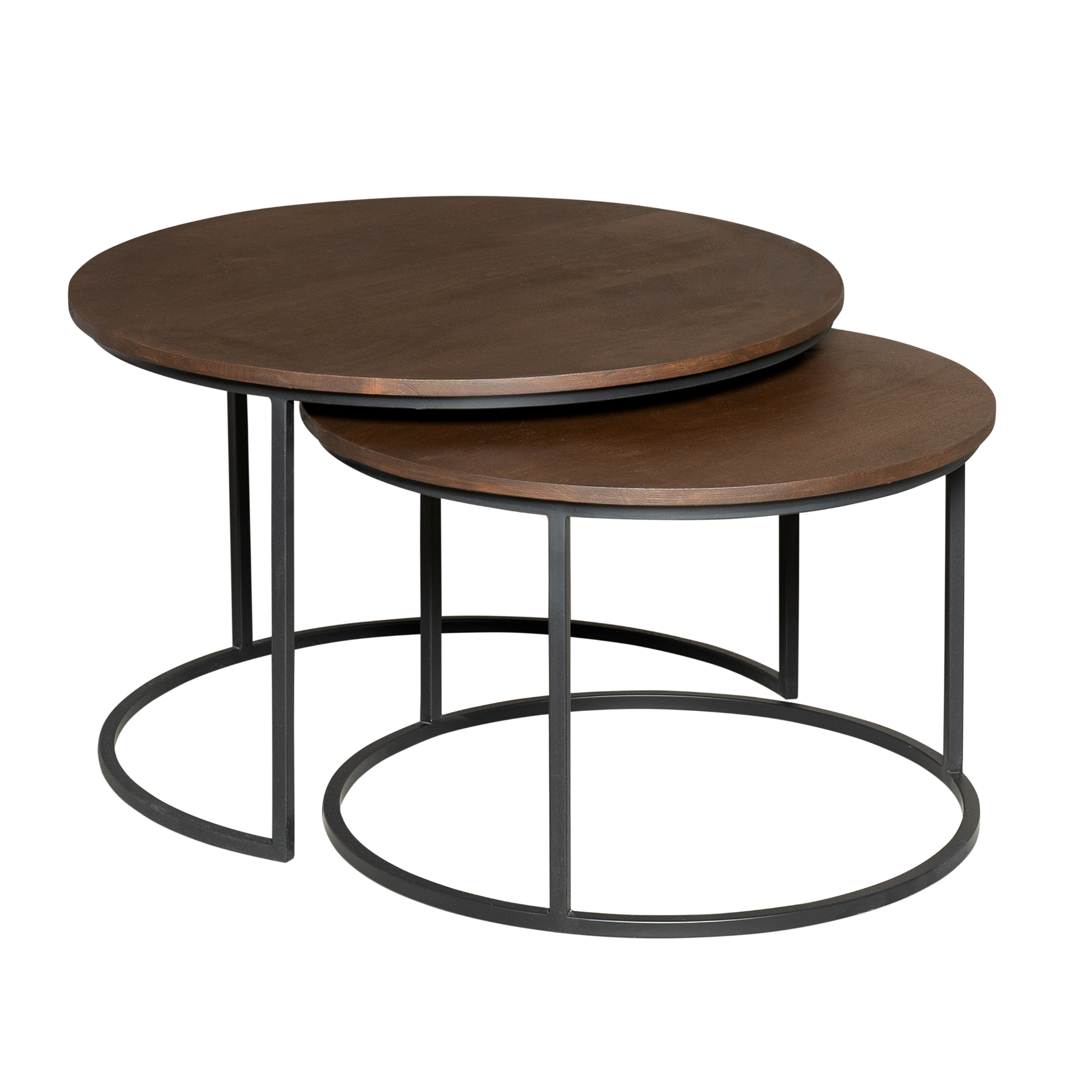 Salontafels Madison van Starfurn met de kleine ronde tafel van 60 cm doorsnede in beeld