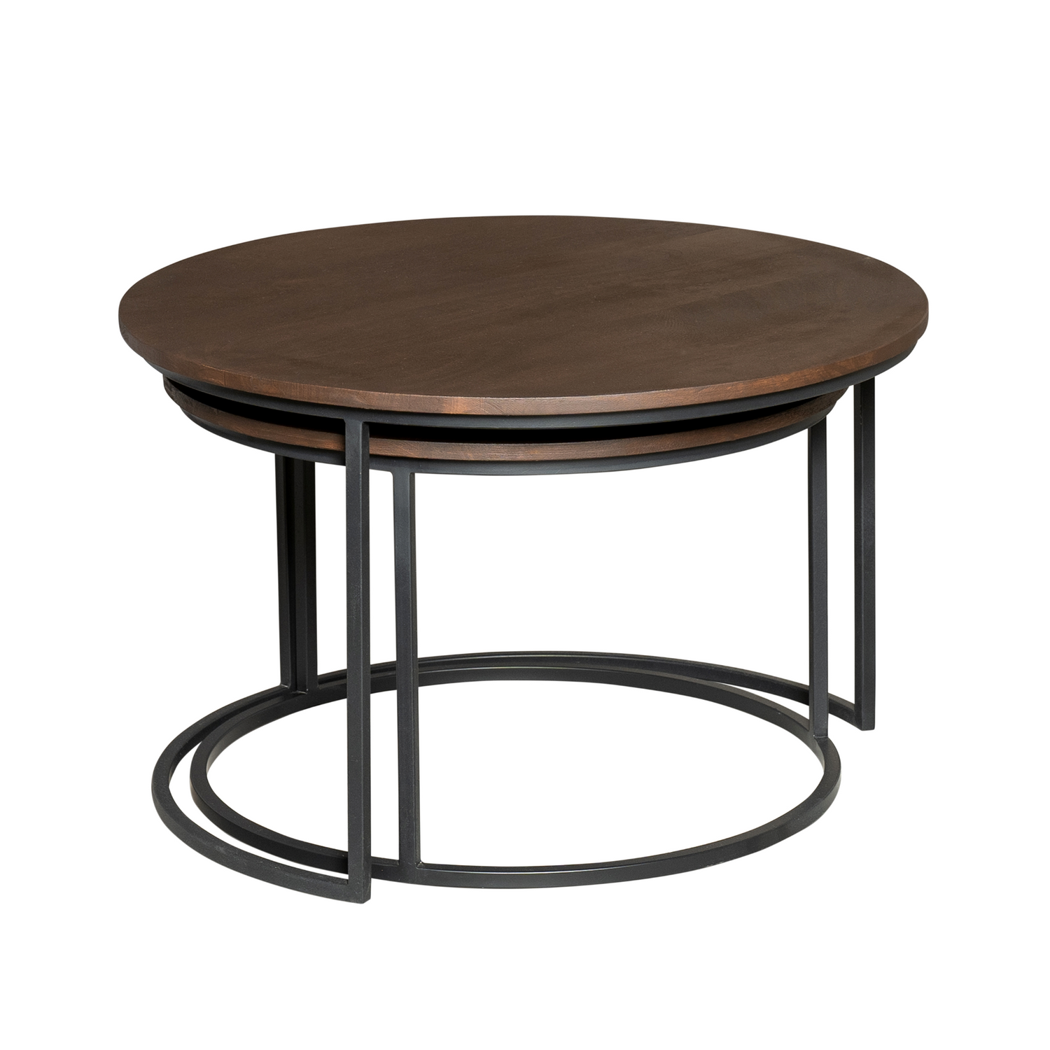 Salontafels Madison set van 2 van Starfurn met close-up van het slanke zwarte stalen frame