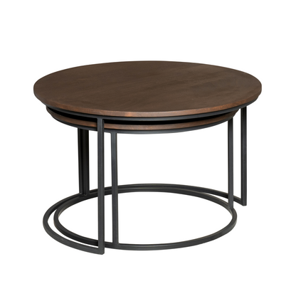 Salontafels Madison set van 2 van Starfurn met close-up van het slanke zwarte stalen frame