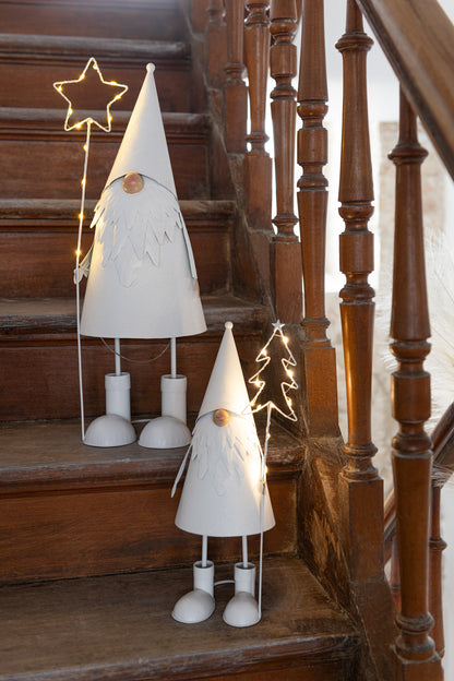 Santa Claus Led Star + Tree Metal White Large Assortment Of 2 - - J-Line - livinglovely.nl