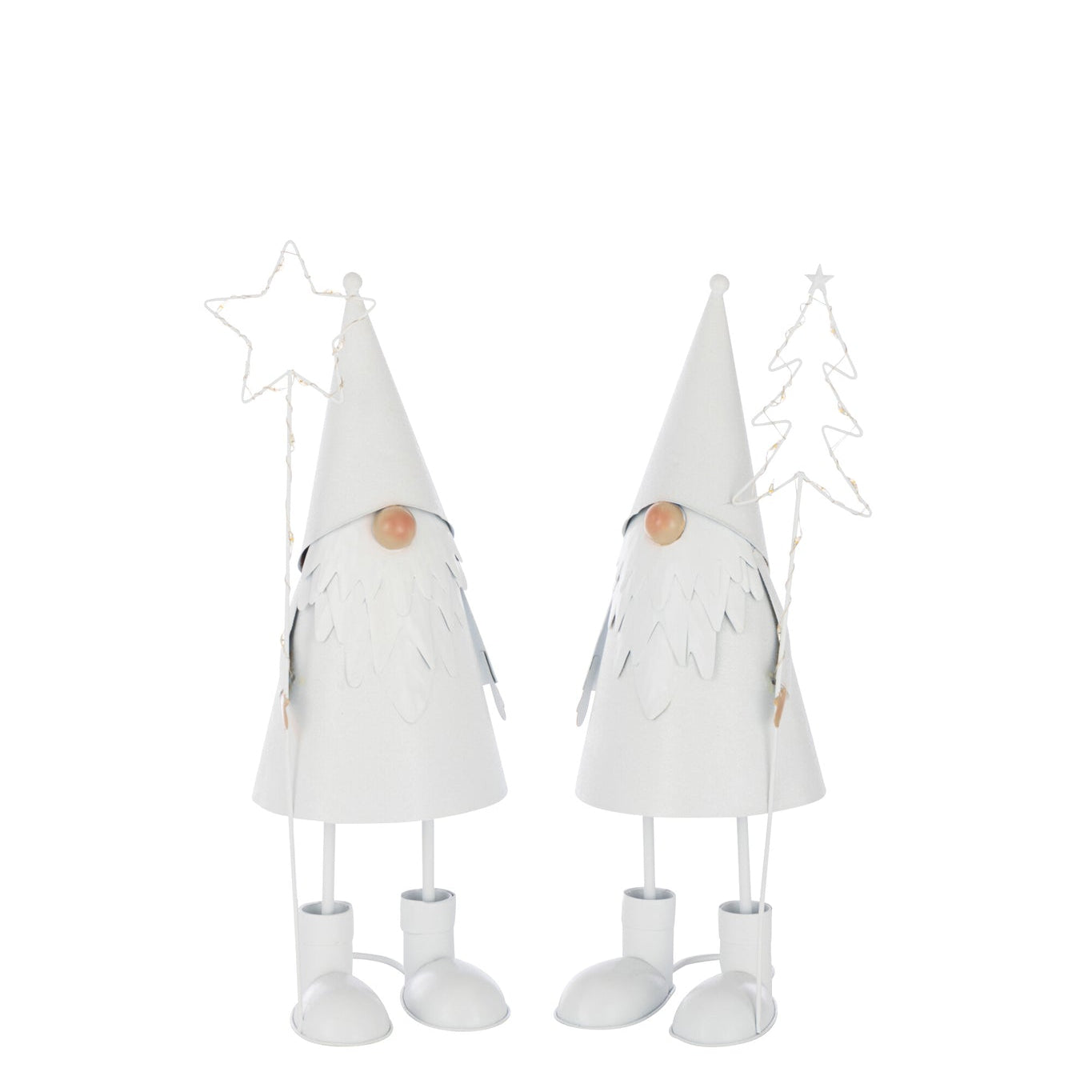 Santa Claus Led Star + Tree Metal White Small Assortment Of 2 - - J-Line - livinglovely.nl