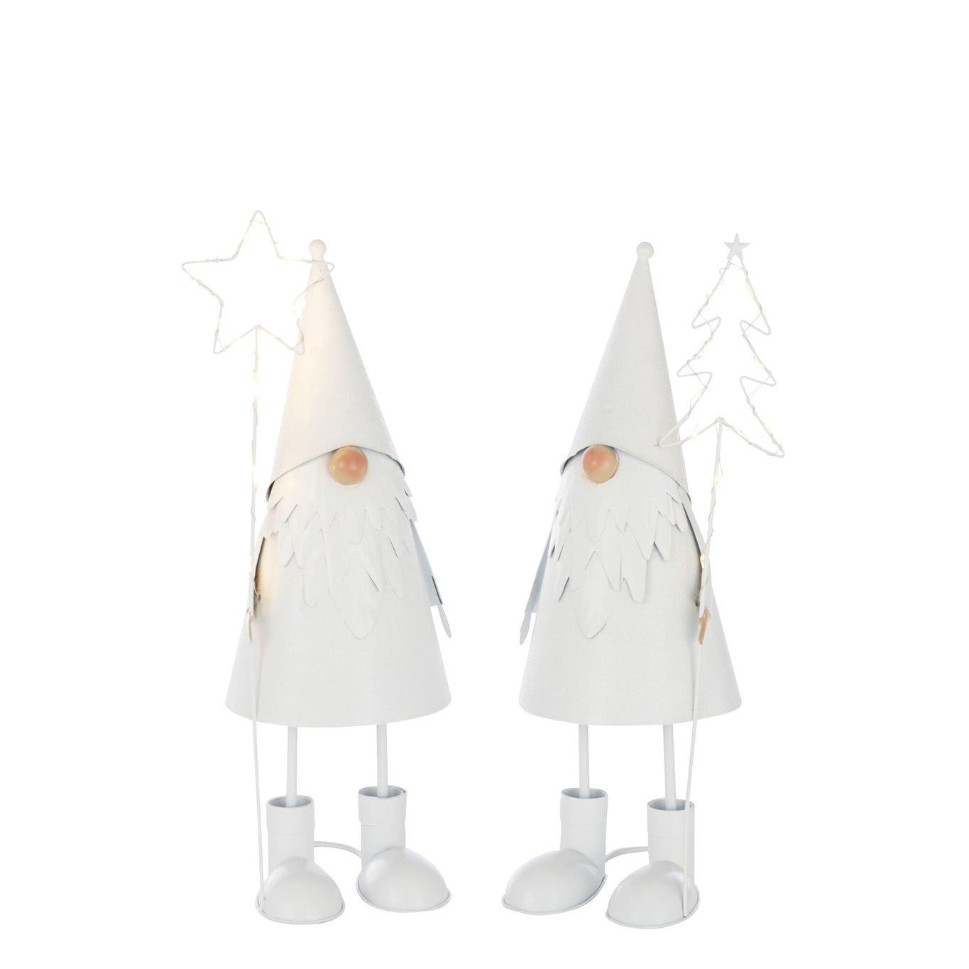 Santa Claus Led Star + Tree Metal White Small Assortment Of 2 - - J-Line - livinglovely.nl