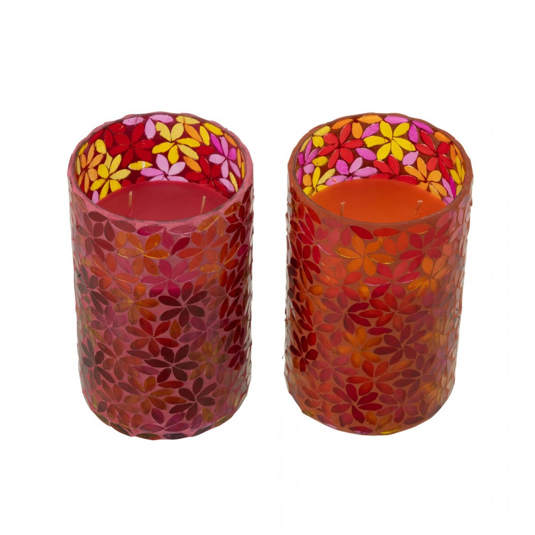 Scented Candle Flower Mosaic Wax Large Set van 2-75Hours - Geurkaars - J-Line - livinglovely.nl