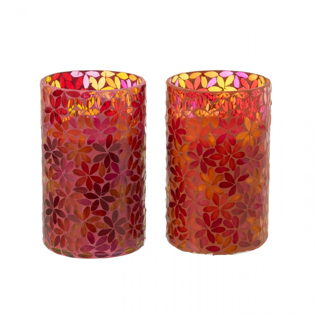 Scented Candle Flower Mosaic Wax Large Set van 2-75Hours - Geurkaars - J-Line - livinglovely.nl