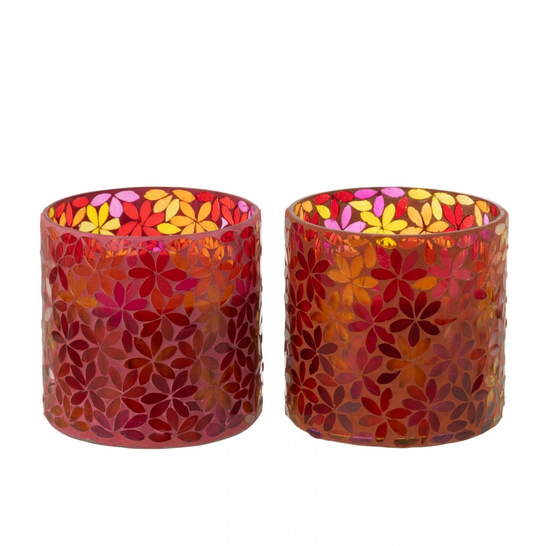 Scented Candle Flower Mosaic Wax Medium Set van 2-55Hours - Geurkaars - J-Line - livinglovely.nl