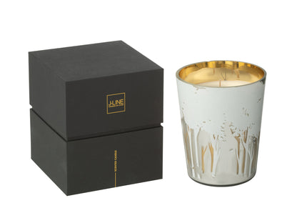Scented Candle Noa Forest Soya White/Gold Colored Medium-68H - - J-Line - livinglovely.nl