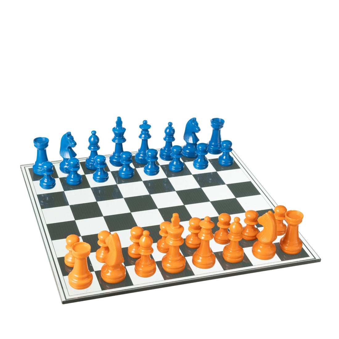 Schaakspel Dieren Blauw/Oranje J-Line - Schaakspel - J-Line - livinglovely.nl