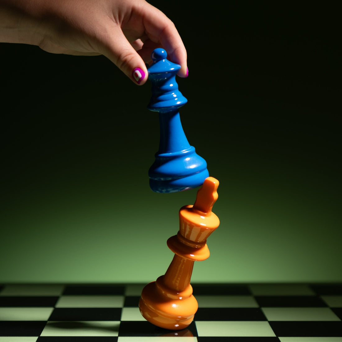 Schaakspel Dieren Blauw/Oranje J-Line - Schaakspel - J-Line - livinglovely.nl