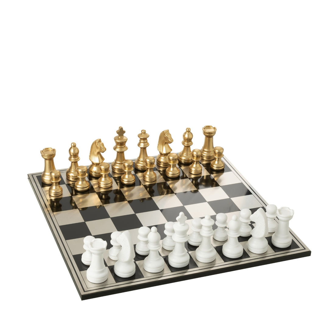Schaakspel Plateay Polyresin Wit/Goud J-Line - Schaakspel - J-Line - livinglovely.nl
