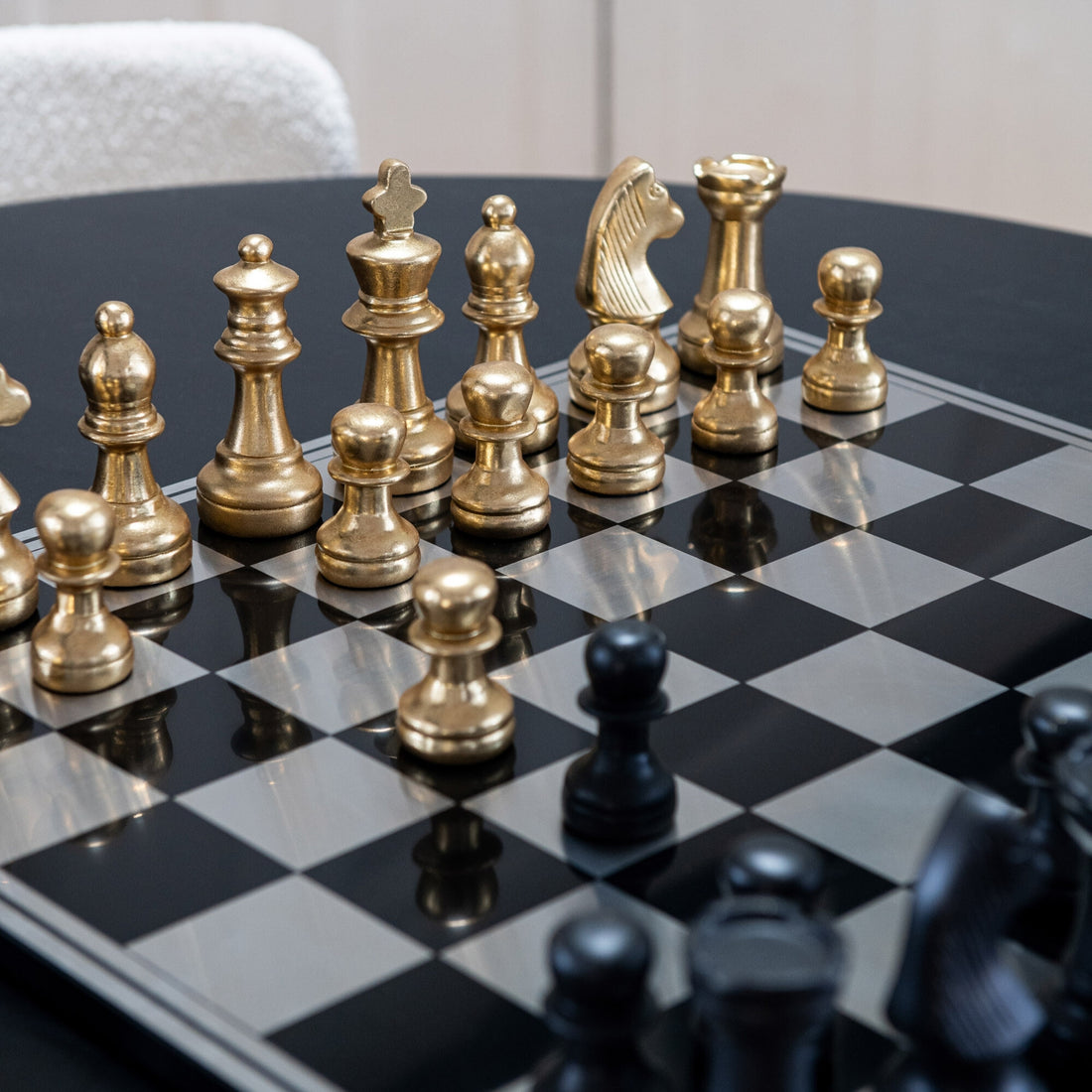 Schaakspel Plateay Polyresin Wit/Goud J-Line - Schaakspel - J-Line - livinglovely.nl