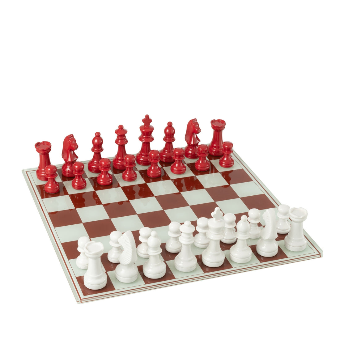 Schaakspel Polyresin Wit/Kerst Rood J-Line - Schaakspel - J-Line - livinglovely.nl