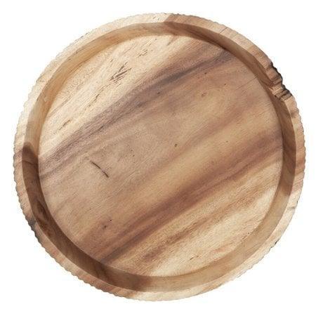 Schaal Groove van MUST Living, zijaanzicht waarop de dikte van het Suar hout zichtbaar is
