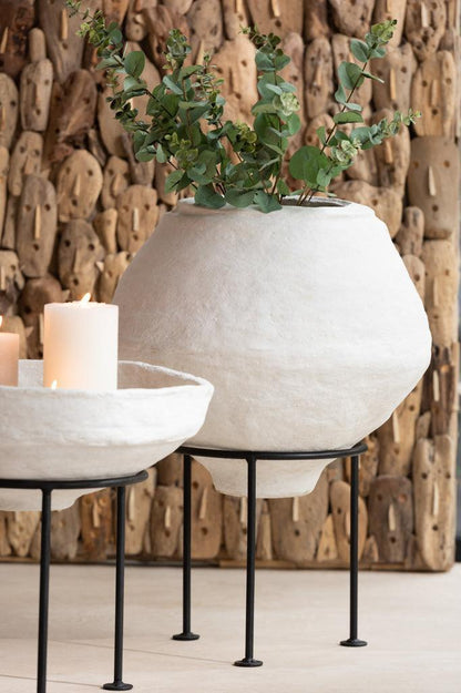 Schaal Op Voet Chad Papier Mache Wit - Schaal - J-Line - livinglovely.nl