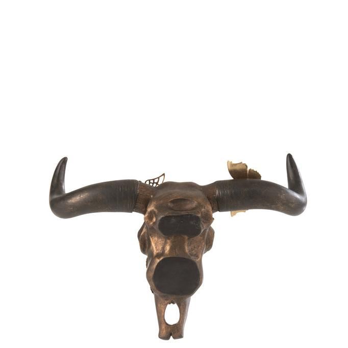 Schedel Os Vlinder Resin Bruin/Goud Small - Wanddecoratie - J-Line - livinglovely.nl