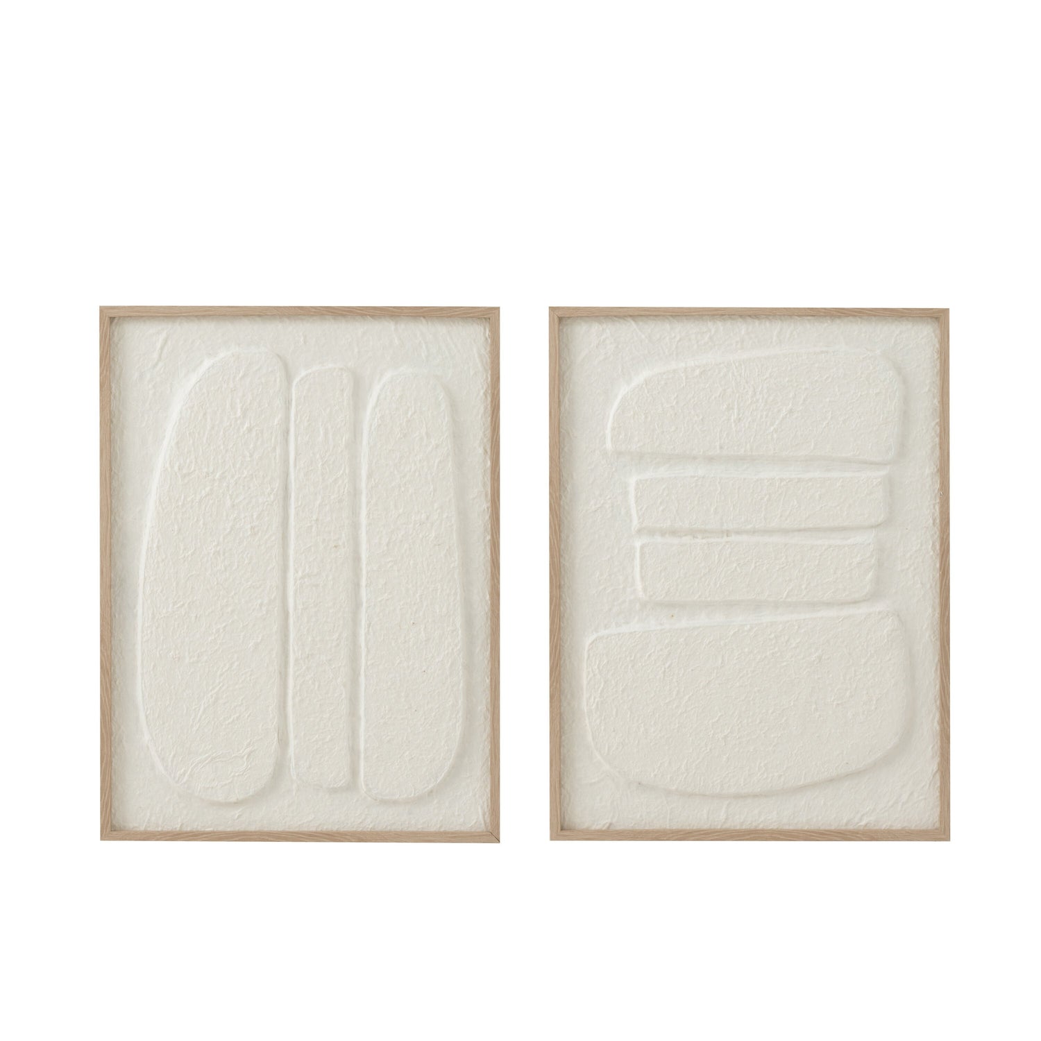 Schilderij Cellen Papier Wit Set van 2 - Schilderij - J-Line - livinglovely.nl