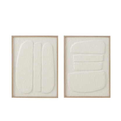 Schilderij Cellen Papier Wit Set van 2 - Schilderij - J-Line - livinglovely.nl