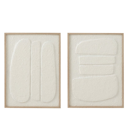 Schilderij Cellen Papier Wit Set van 2 - Schilderij - J-Line - livinglovely.nl