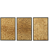 Schilderij Dierenprint Hout/Canvas Zwart/Goud Set van 3 - Schilderij - J-Line - livinglovely.nl