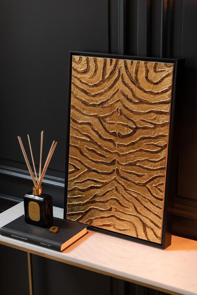 Schilderij Dierenprint Hout/Canvas Zwart/Goud Set van 3 - Schilderij - J-Line - livinglovely.nl