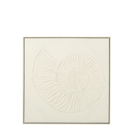 Schilderij Schelp Acrylverf/Canvas Wit - Schilderij - J-Line - livinglovely.nl
