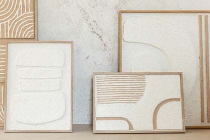 Schilderij Thibault Papier Wit/Beige - Schilderij - J-Line - livinglovely.nl