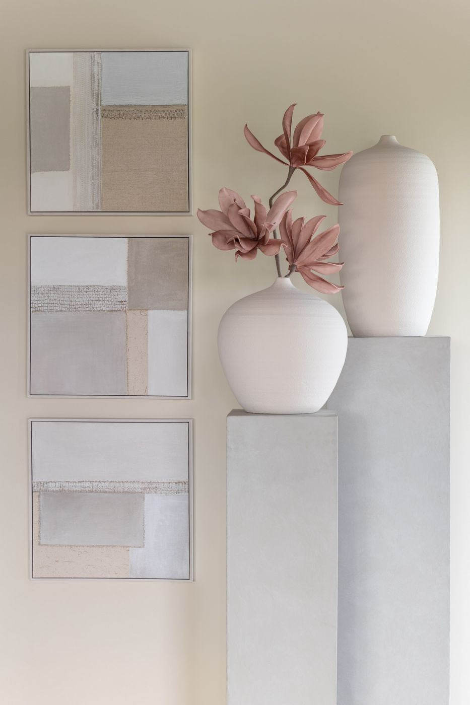 Schilderij Tod Canvas/Dennenhout Set van 3 - Schilderij - J-Line - livinglovely.nl