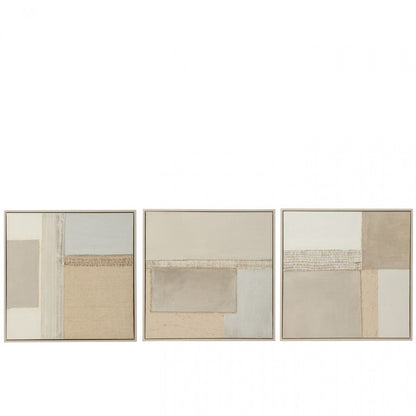 Schilderij Tod Canvas/Dennenhout Set van 3 - Schilderij - J-Line - livinglovely.nl