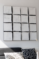 Schilderij Vierkant Acrylverf/Canvas Wit/Zwart - Schilderij - J-Line - livinglovely.nl