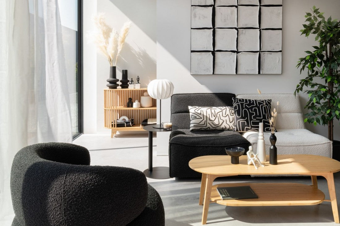 Schilderij Vierkant Acrylverf/Canvas Wit/Zwart - Schilderij - J-Line - livinglovely.nl