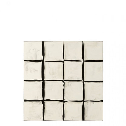 Schilderij Vierkant Acrylverf/Canvas Wit/Zwart - Schilderij - J-Line - livinglovely.nl