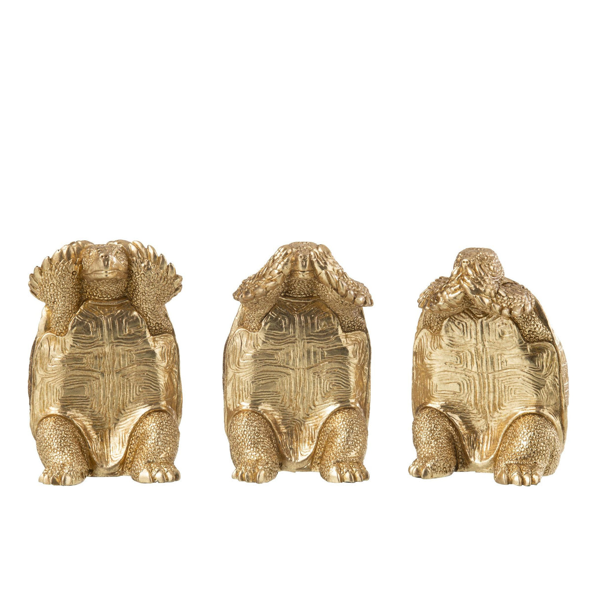 Schildpad Zien/Horen/Zwijgen Resin Goud Set van 3 J-Line
