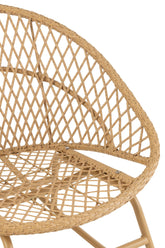 Schommelstoel + Kussen Zayo Metaal/Riet Beige - Fauteuil - J-Line - livinglovely.nl