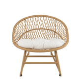 Schommelstoel + Kussen Zayo Metaal/Riet Beige - Fauteuil - J-Line - livinglovely.nl