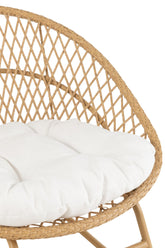 Schommelstoel + Kussen Zayo Metaal/Riet Beige - Fauteuil - J-Line - livinglovely.nl