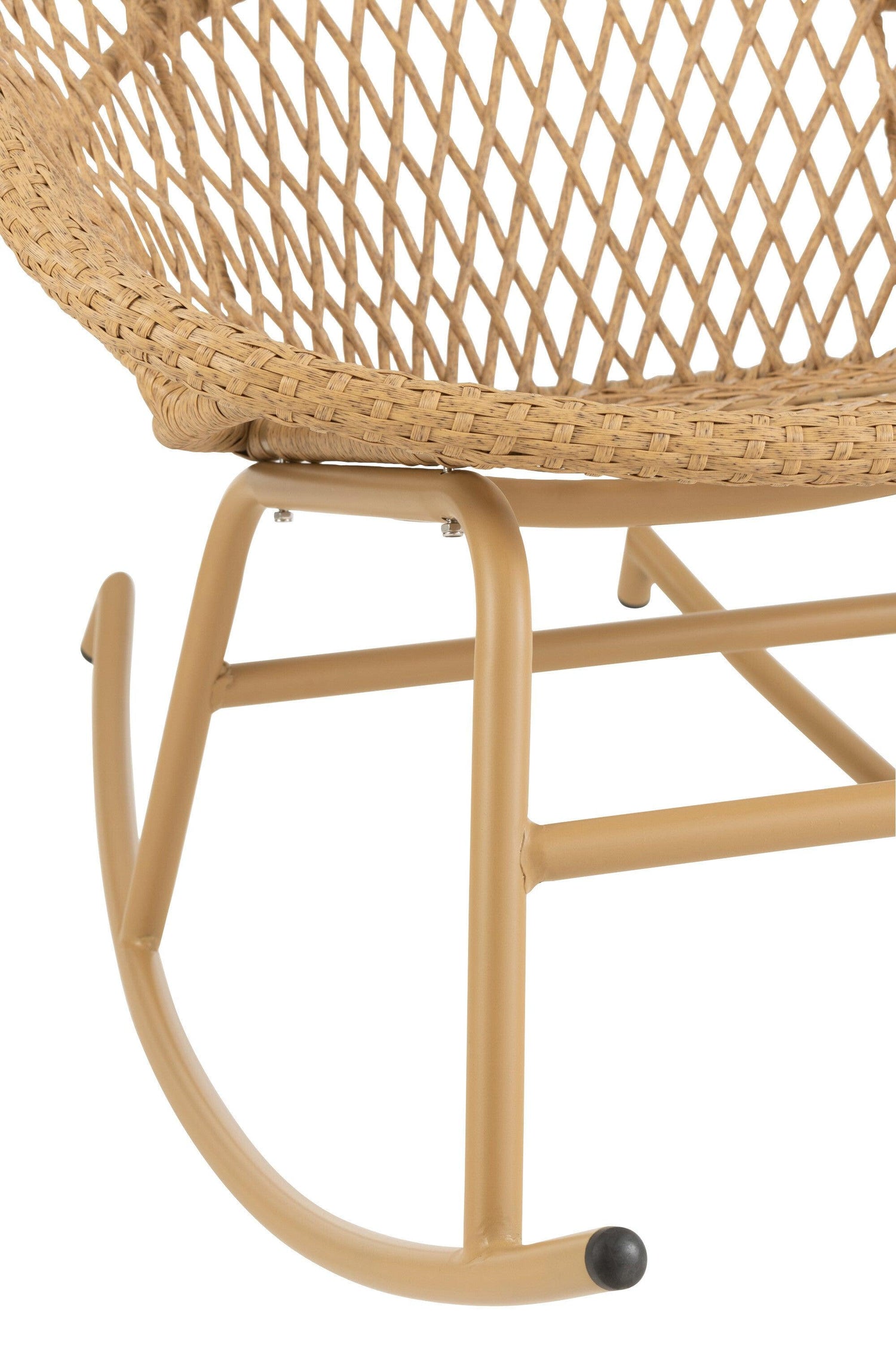 Schommelstoel + Kussen Zayo Metaal/Riet Beige - Fauteuil - J-Line - livinglovely.nl