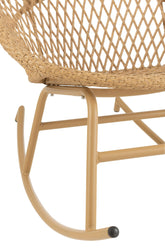Schommelstoel + Kussen Zayo Metaal/Riet Beige - Fauteuil - J-Line - livinglovely.nl