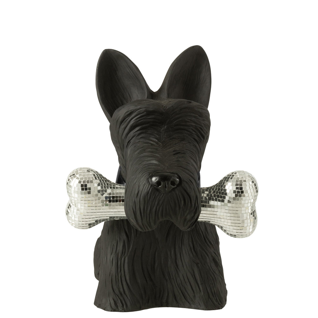 Schotse Terrier + Bot Polyresin Zwart - Beeld - J-Line - livinglovely.nl