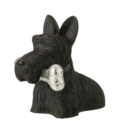 Schotse Terrier + Bot Polyresin Zwart - Beeld - J-Line - livinglovely.nl