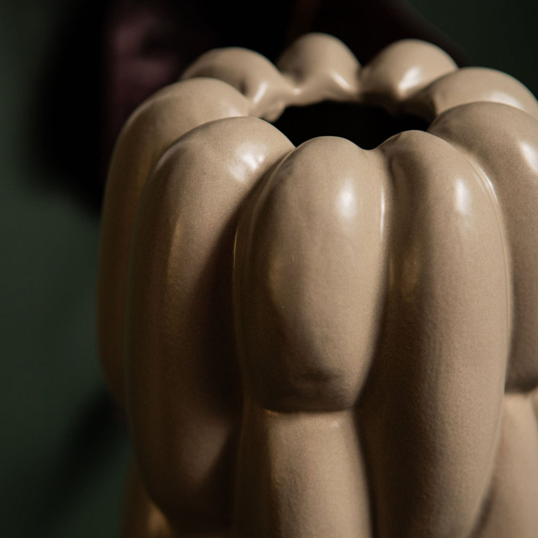 Seanis Grey Round Ceramic Vase Block Pattern S 14x14x51cm PTMD - Vaas - PTMD - livinglovely.nl